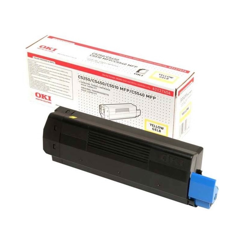 Toner OKI C5250 / C5450 / C5510MFP / C5540MFP Yellow Original - 42127454 - High Capacity - Descontinuado