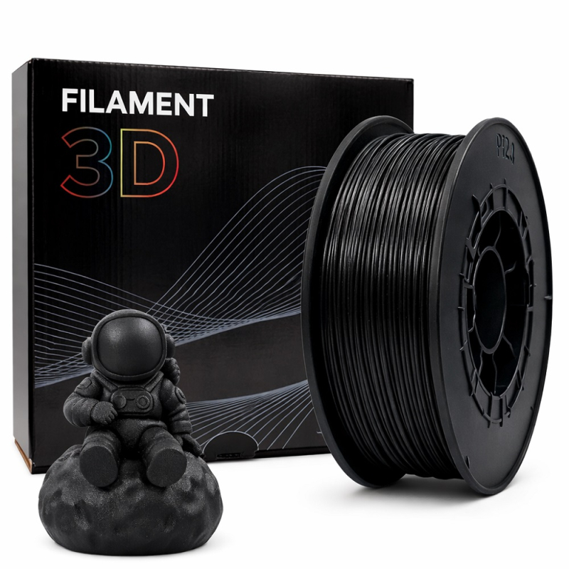 Filamento 3D PETG-CF - Diámetro 1.75mm - Bobina 1kg - Color Negro