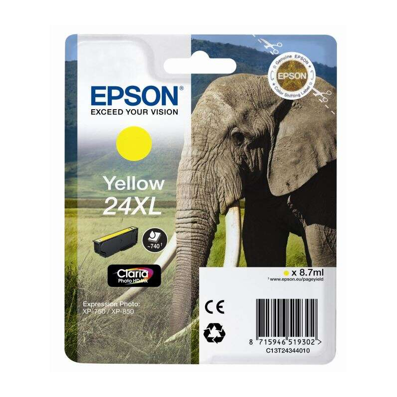 Tinteiro Epson T2434 (24XL) Amarelo Original - C13T24344012