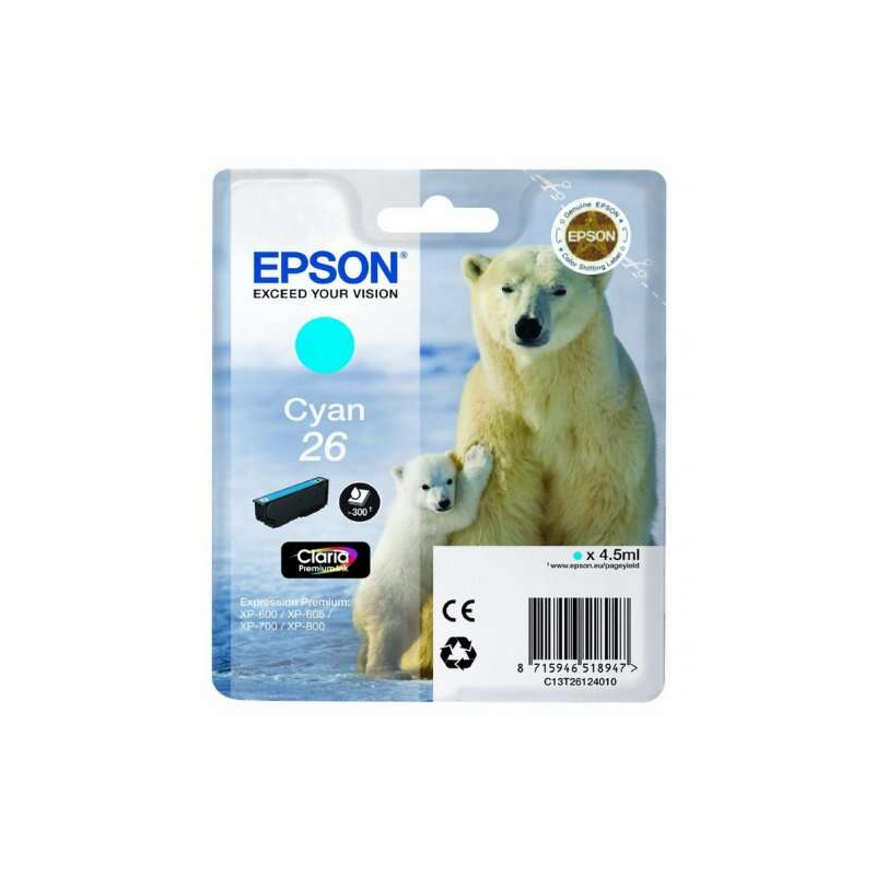 Cartucho de tinta Epson T2612 (26) Cian Original - C13T26124012