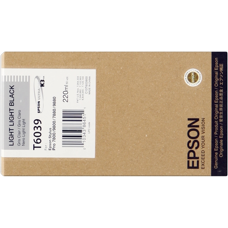 Ink cartridge Epson T6039 Light Grey Original - C13T603900