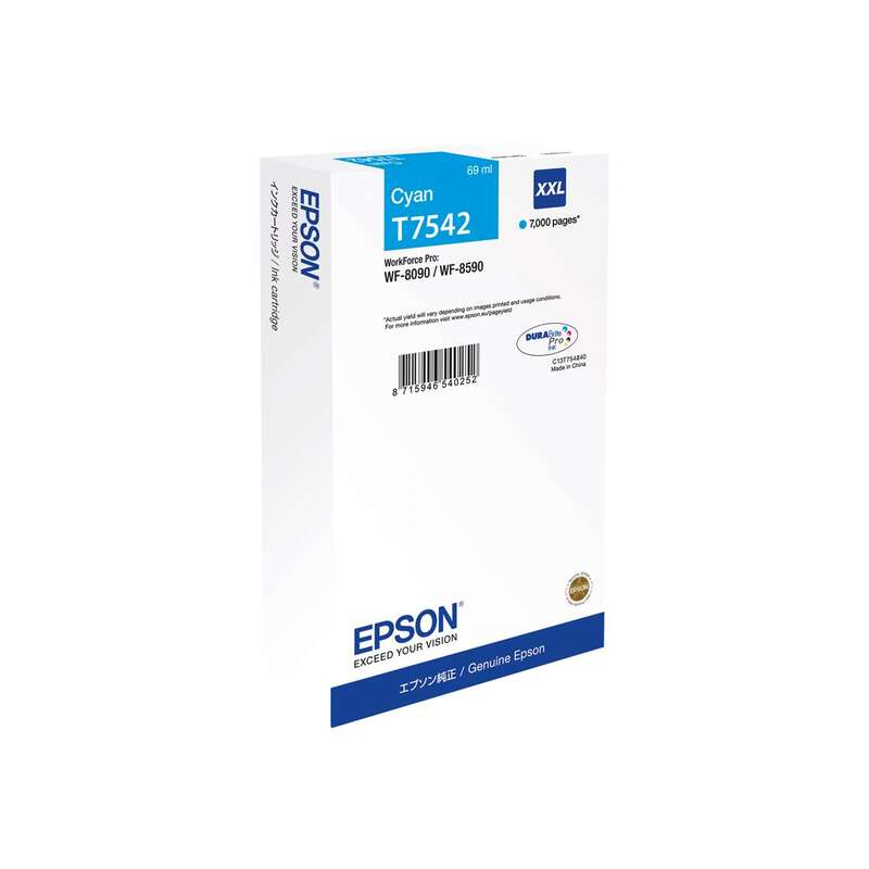 Tinteiro Epson T7542 Azul Original - C13T754240 / C13T75424N