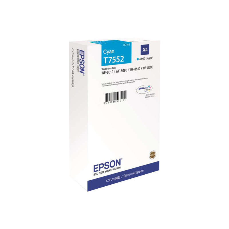 Tinteiro Epson T7552 Azul Original - C13T755240 / C13T75524N